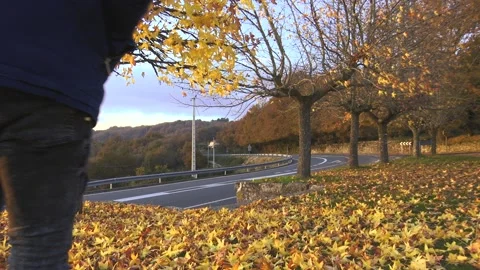 MAN WALKING IN AUTUMN Stock Footage 99696626