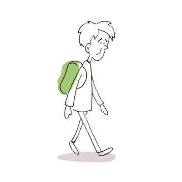 Man Walking with Backpack Stock Illustration