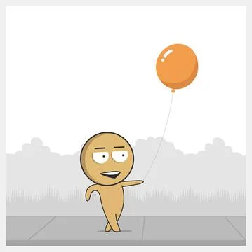 Man walking with a balloon Stock Illustration