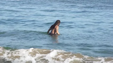 Man Walking into the Beach, Malibu Stock Footage 296360181
