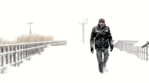 Man Walking in a Blizzard Stock Footage 162257222