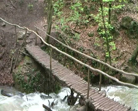 Man walking bridge Stock Footage 485817