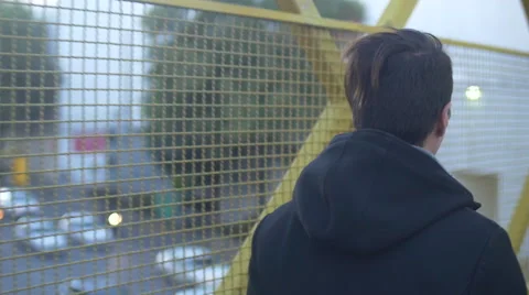 Man Walking on Bridge Video stock 62534082