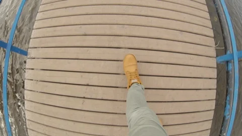 Man walking on the bridge Stock Footage 113823701