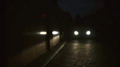 Man walking from car to garage  Stockbeeldmateriaal 82895045