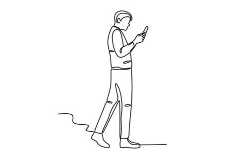 A man walking with a cellphone Stock Illustration