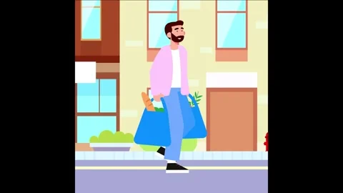 Man walking city with bag Stock Footage 294728587