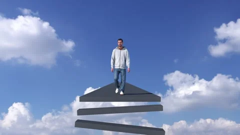 Man walking on concrete path. Walk path appearing before walking man. 動画素材 290859964