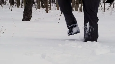 Man Walking in Deep Snow Video stock 45855763