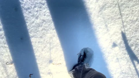Man walking in deep snow Stock Footage 171003776