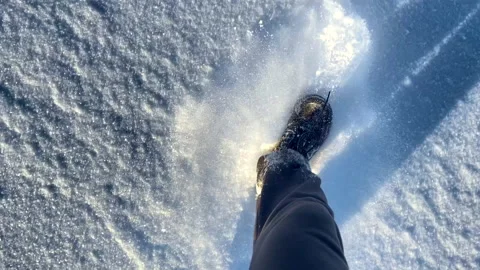 Man walking in deep snow Stock Footage 171003782