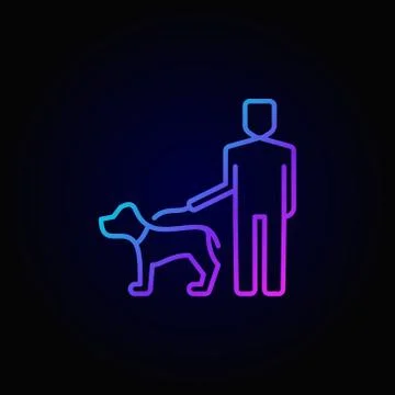 Man walking with a dog icon Stock Illustration