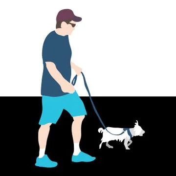 Man walking dog Stock Illustration