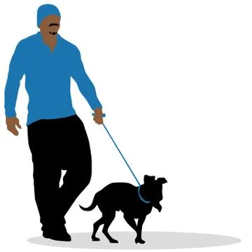 Man walking dog Stock Illustration