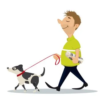 Man walking with dog Stock Illustration