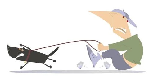 Man walking a dog Stock Illustration
