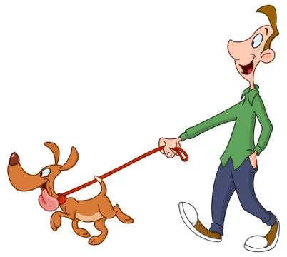 Man walking dog Stock Illustration