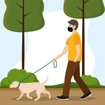 Man walking the dog Stock Illustration