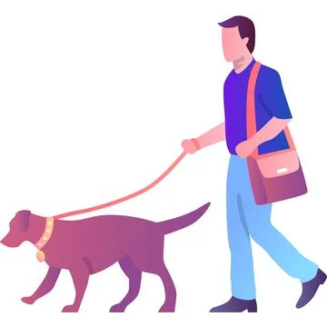 Man walking dog vector pet owner icon Stock Illustration