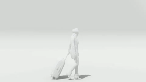 Man Walking Dog White Stylized 3D on Grey Stock Footage 312972983