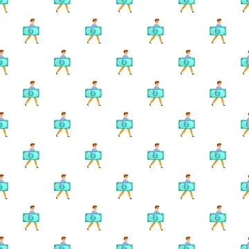 Man walking with dollar bill pattern illustration イラスト素材