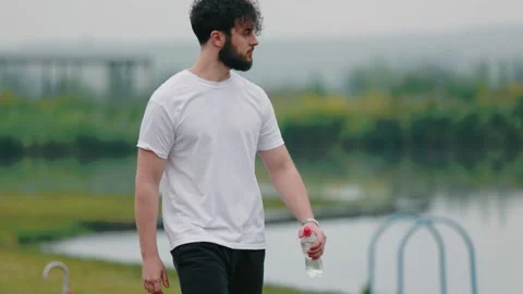 A man walking down the path Stock Footage 161746036