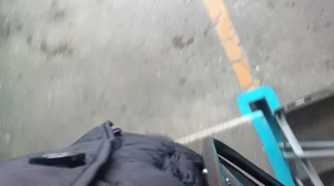 Man walking down the stairs point of view video Stock Footage 8658941