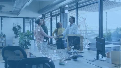 Man walking extending hand, business team greeting and forming discussion, Stock Footage 334693946