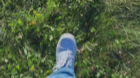 Man Walking Fast on Grass Stock Footage 67488255