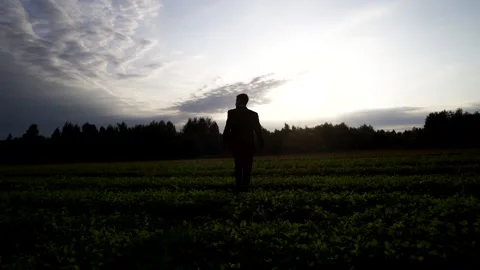 Man walking in the field Видео 142318191