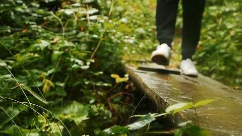 Man walking on the footbridge Stock Footage 116267295