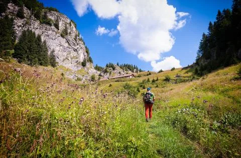 Man walking on footpath . Foto stock
