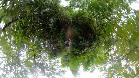 A man walking in forest with 360 degrees camera. Stock-Footage 121799832
