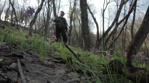 Man Walking In The Forest Video stock 62537909