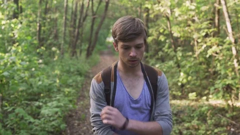 Man walking in the Forest Stock Footage 78814210