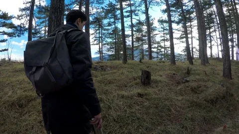 Man walking in forest 库存影片 86736840