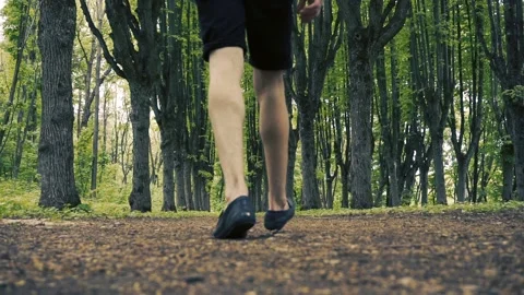 Man is walking in forest Stock Footage 89522351