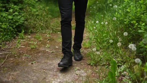 Man walking in the forest Stock Footage 131339507