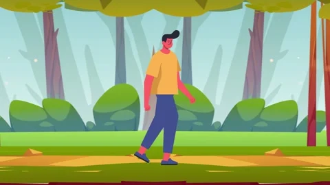 Man Walking in a Forrest Animation 4k Stock Footage 279633682