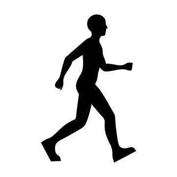 Man walking forward in minimalist black and white vector silhouette 스톡 일러스트