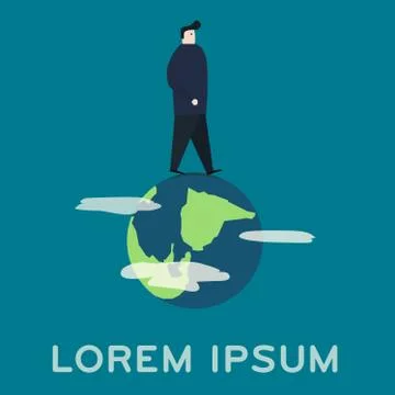 Man walking on the globe Stock Illustration
