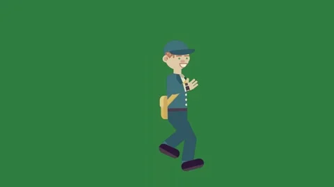 A man walking on green screen and in blue suit is running background uniform Video stock 335691620