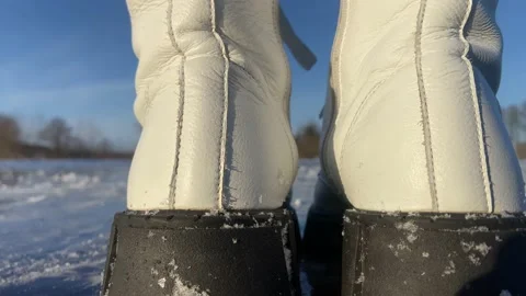 Man walking on ice. Video stock 233073886