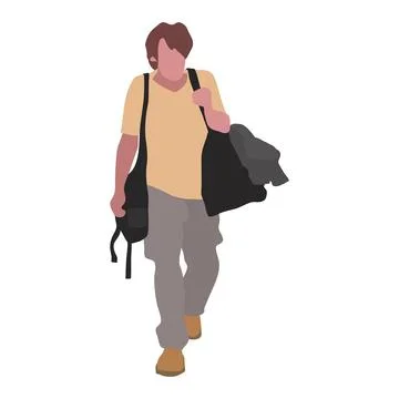 Man walking isolated in white back ground Illustrazione stock