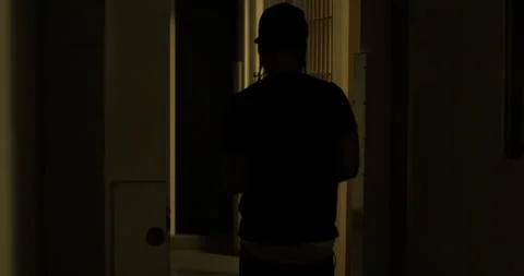 Man Walking in Jail / Prison Dark Vibe Slow Motion Video stock 278114441