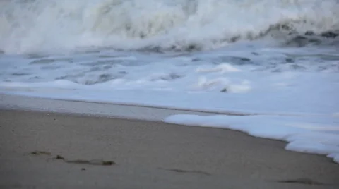 Man walking on Lamai Beach in Ko Samui Island, Amazing Thailand, Big Waves Stock Footage
