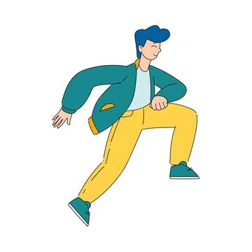 Man Walking Looking Far at Something Interesting Vector Illustration Ilustración de archivo