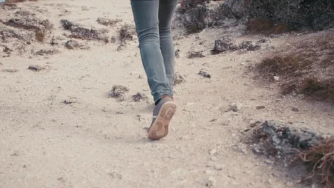 Man walking in mountains. Slowmotion.  Stock Footage 73899154