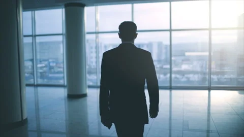 The man walking in the office hall. slow motion Stock Footage 92016111