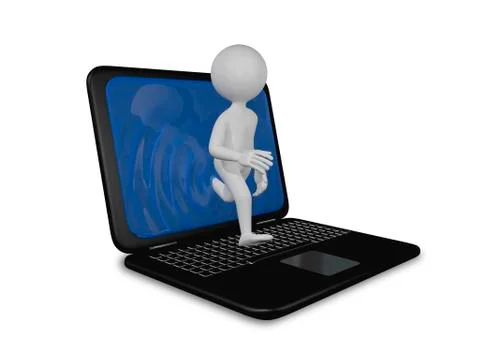 Man walking out of the screen Stock Illustration